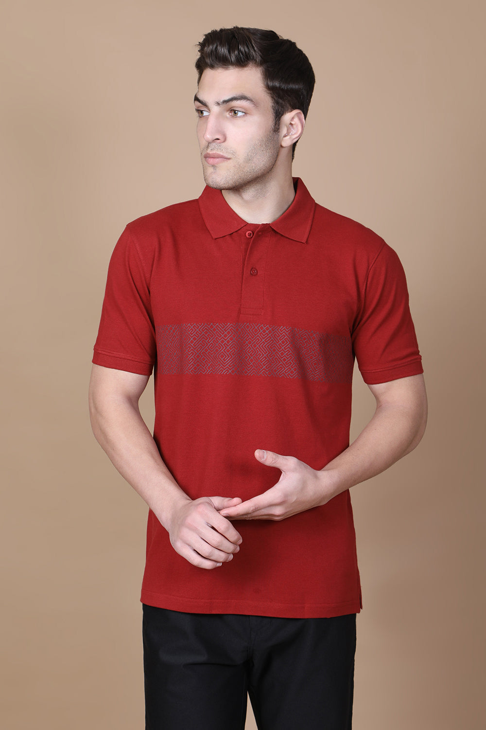 Maroon Monarch Polo – Deep Maroon with Design