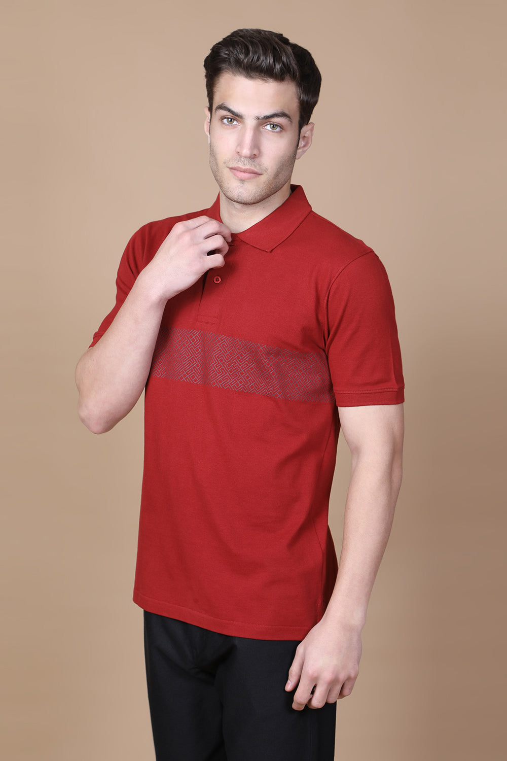 Maroon Monarch Polo – Deep Maroon with Design