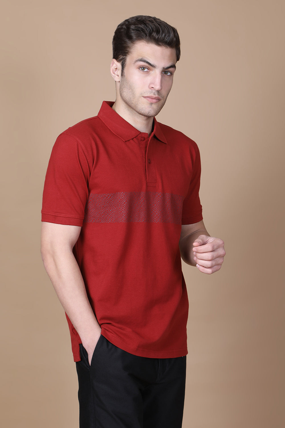 Maroon Monarch Polo – Deep Maroon with Design