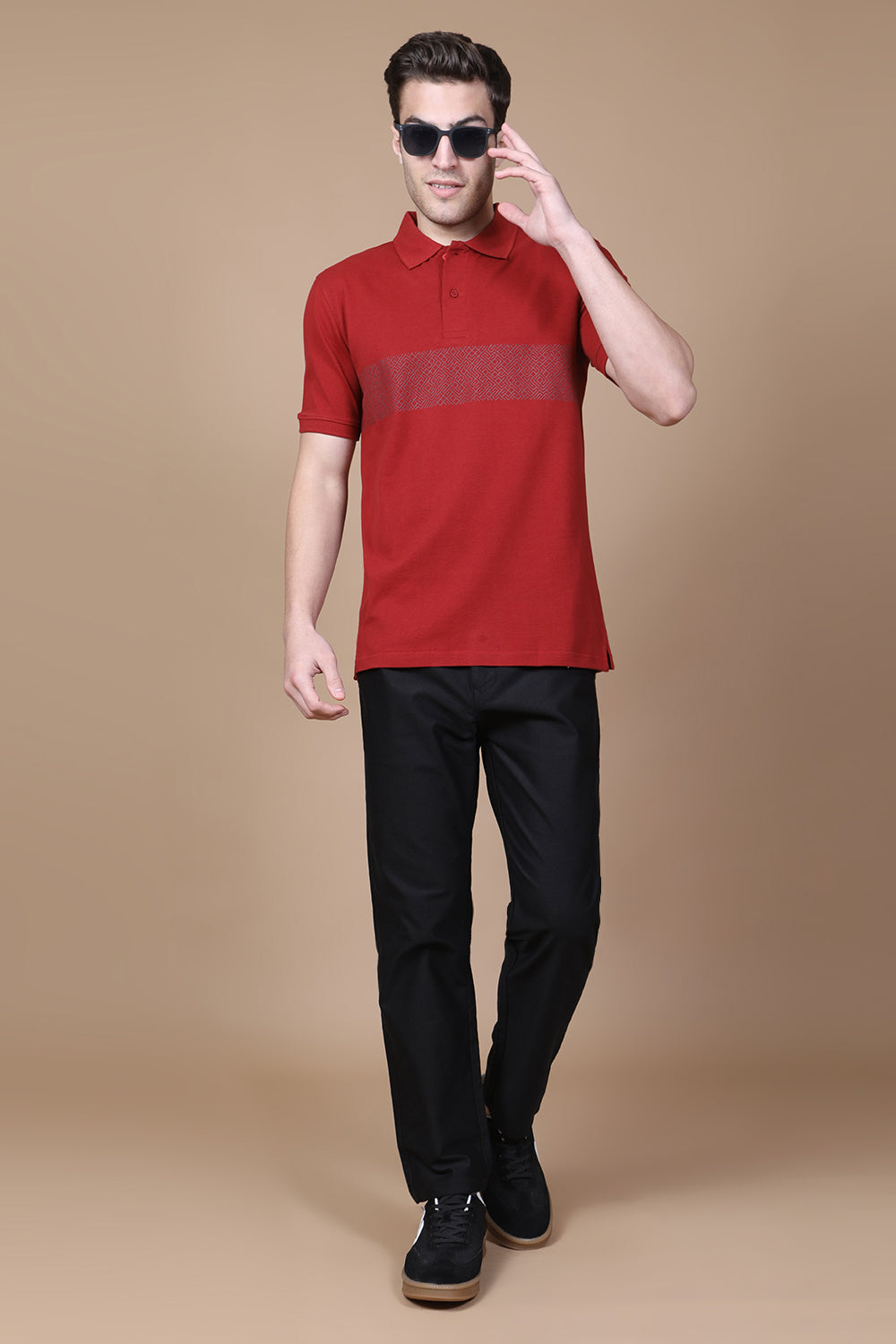 Maroon Monarch Polo – Deep Maroon with Design